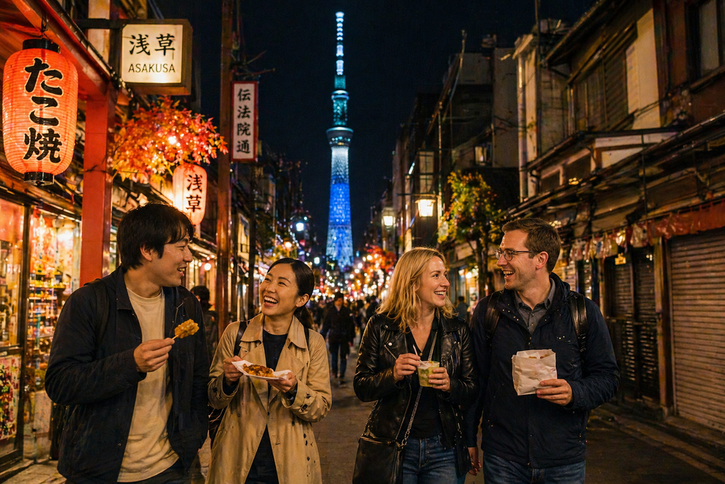 Tokyo: Asakusa Guided Food Tour with 12 Dishes & 3 Drinks