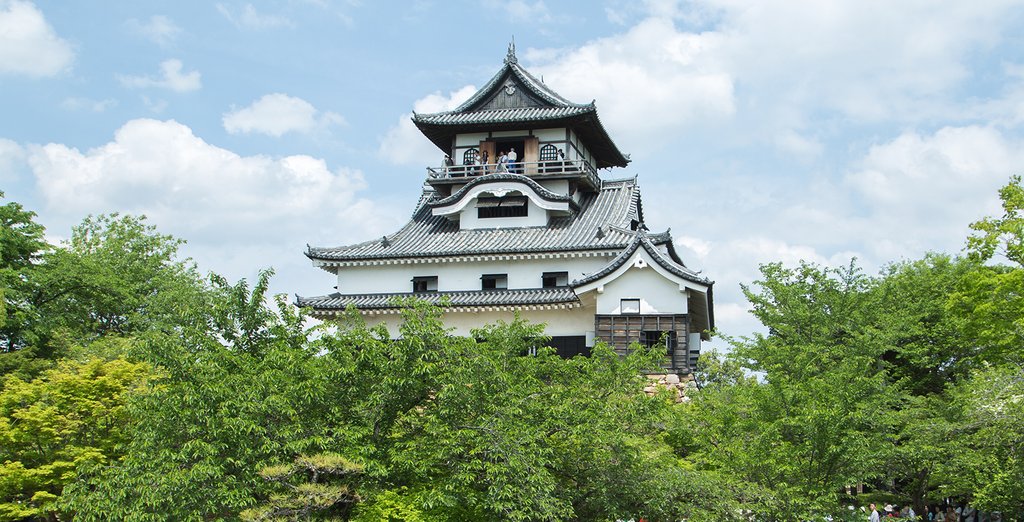 Inuyama Castle overlooking Kiso River in Japan