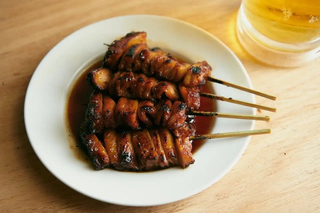 Grilled pork offal skewers at Asakusa Motsuyaki Nonki