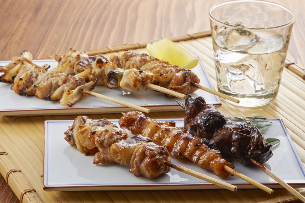 Grilled offal skewers at Motsuyaki Tonton