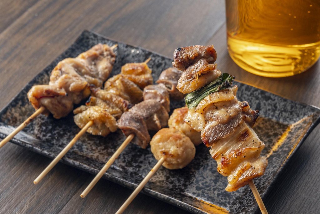 Grilled yakitori skewers at Hosaka