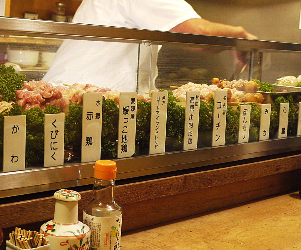 Charcoal-grilled yakitori at Torifuku