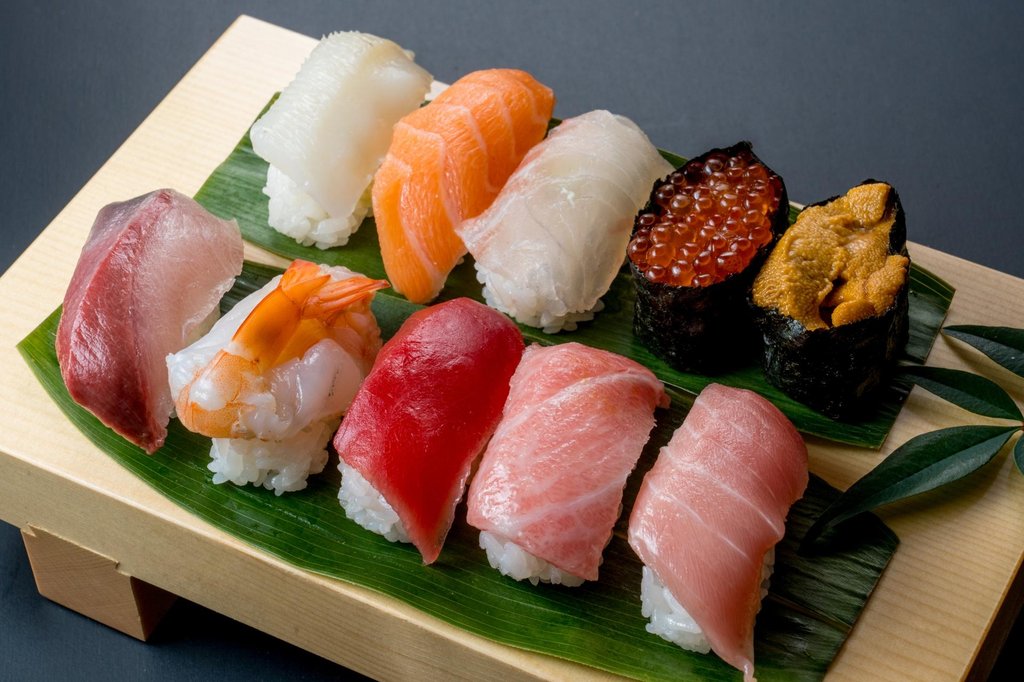 Morning market scene in Tokyo with fresh seafood
