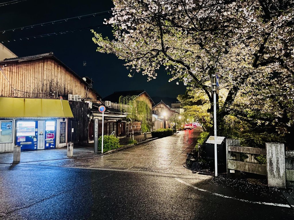 Tatsumi Bridge and Shirakawa Canal at night in Gion