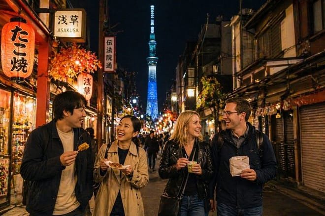 Guided food tour through Tokyo market