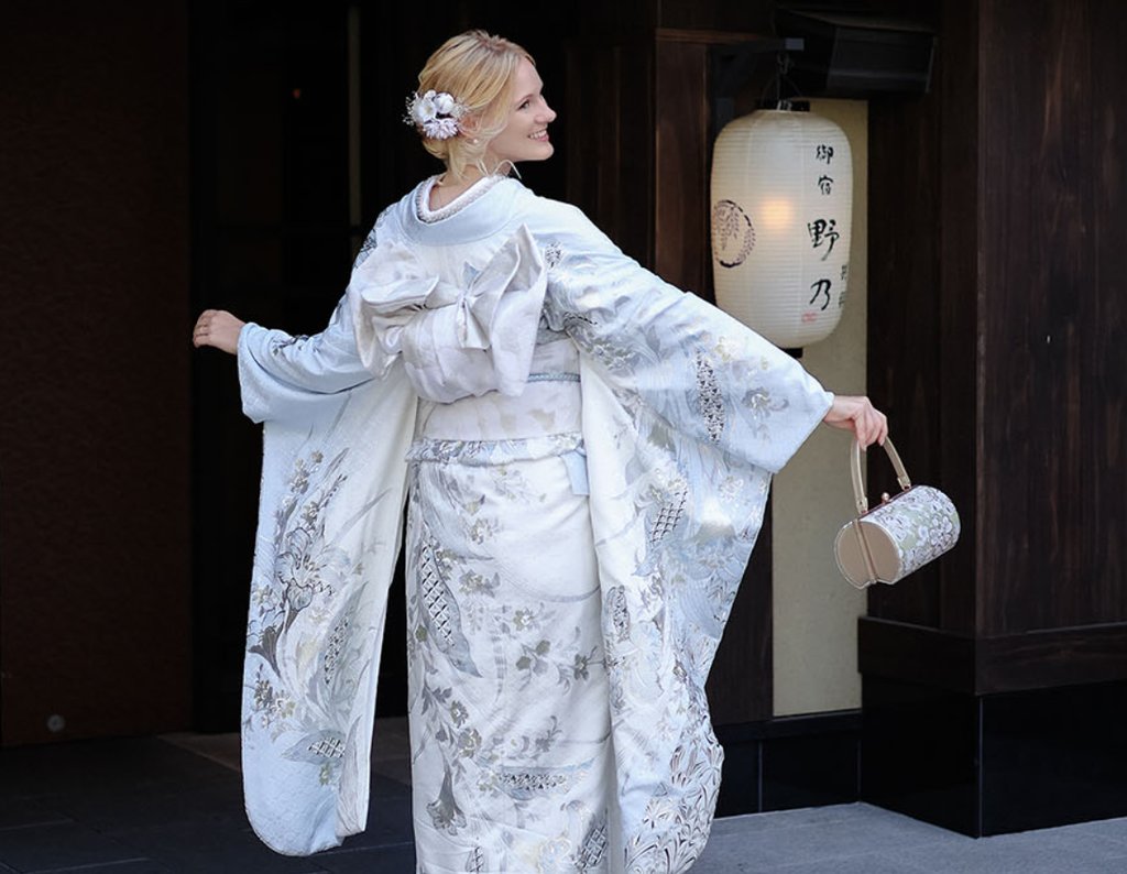 Kimono rental display at Yae in Tokyo