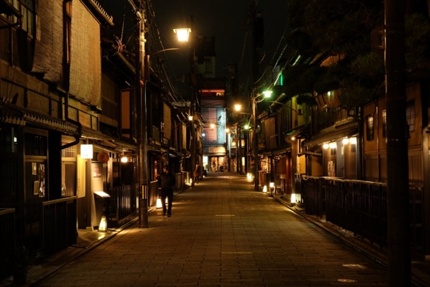Traditional streets of Gion geisha district
