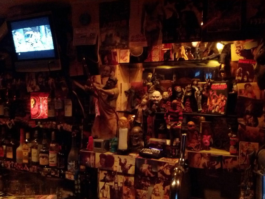 Horror-themed interior at Deathmatch in Hell bar