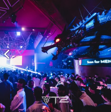 T2 Shinjuku nightclub interior with dragon sculpture