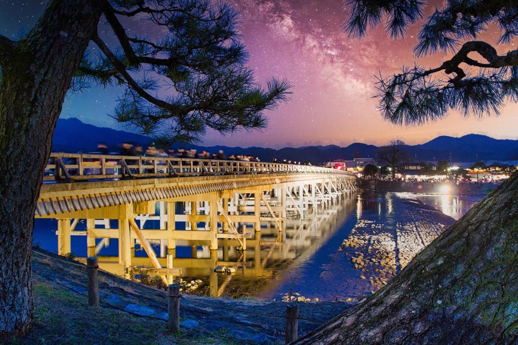 Scenic overview of Arashiyama landscape