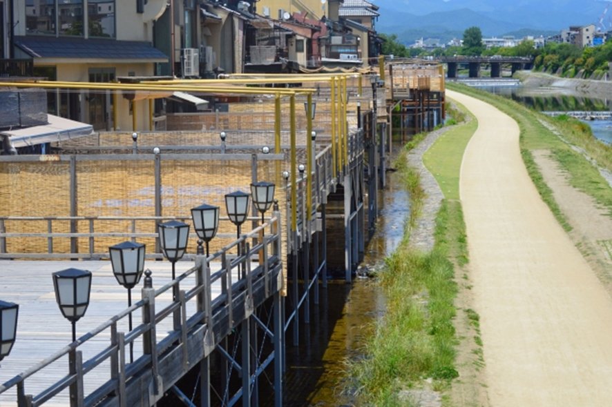 Kawayuka riverside dining terrace in Pontocho