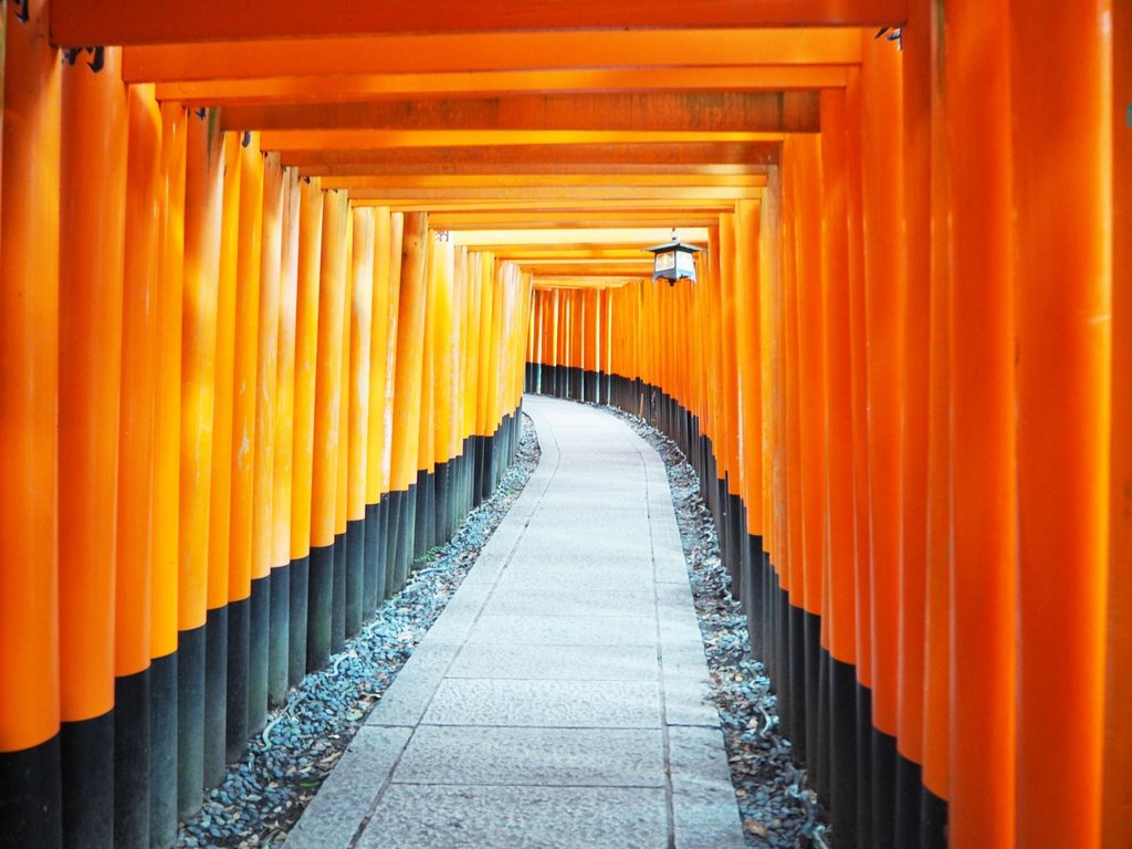 Vermilion torii gates at Fushimi Inari Taisha in Kyoto