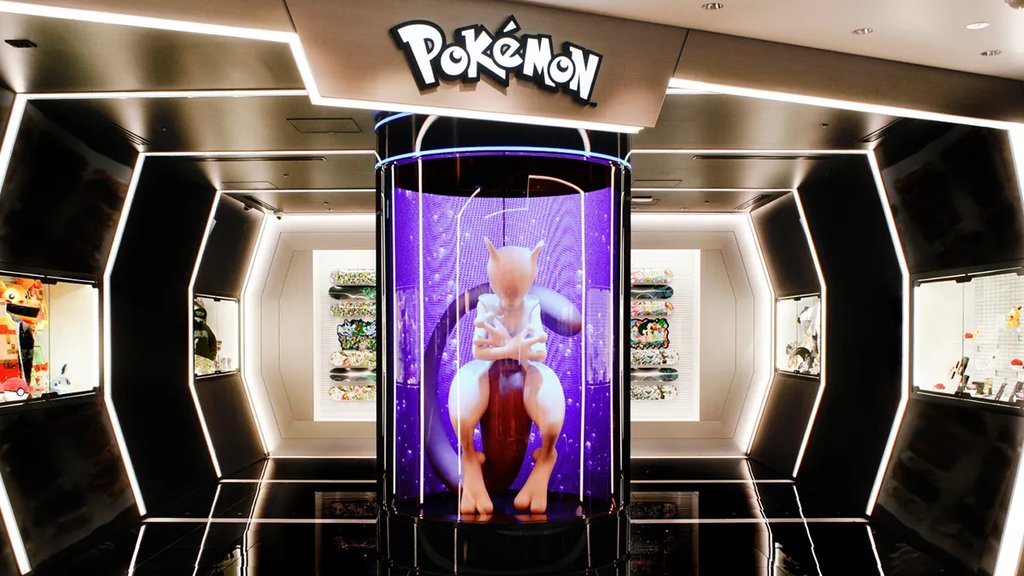 Pokémon Center SHIBUYA entrance with Mewtwo