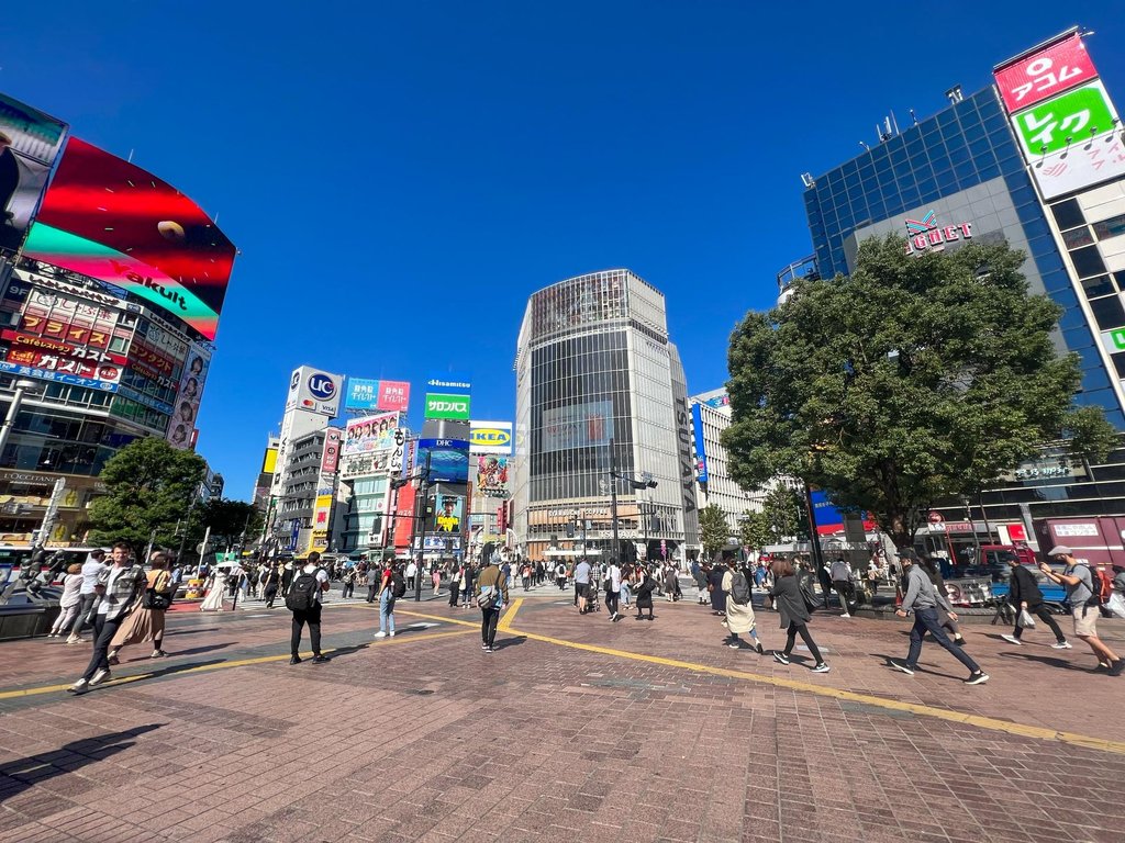 Busy street scene in Shibuya Tokyo
