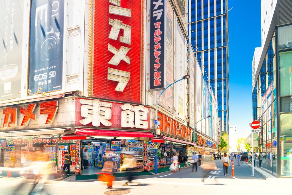 Guided tour group exploring Shinjuku district
