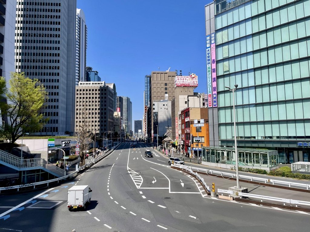 Shinjuku cityscape at twilight with lights