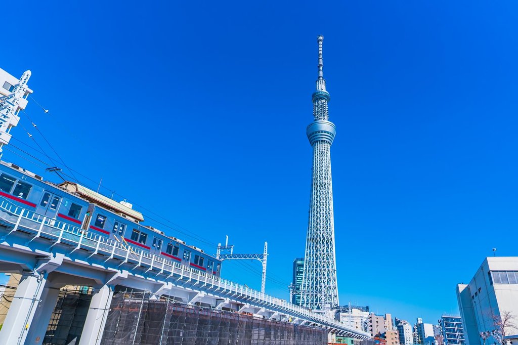 View from Tokyo Skytree observation deck with glass floor