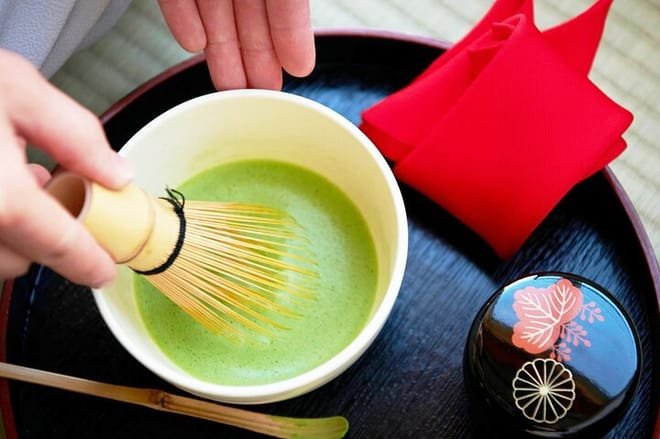 Tea ceremony experience with matcha and Japanese sweets