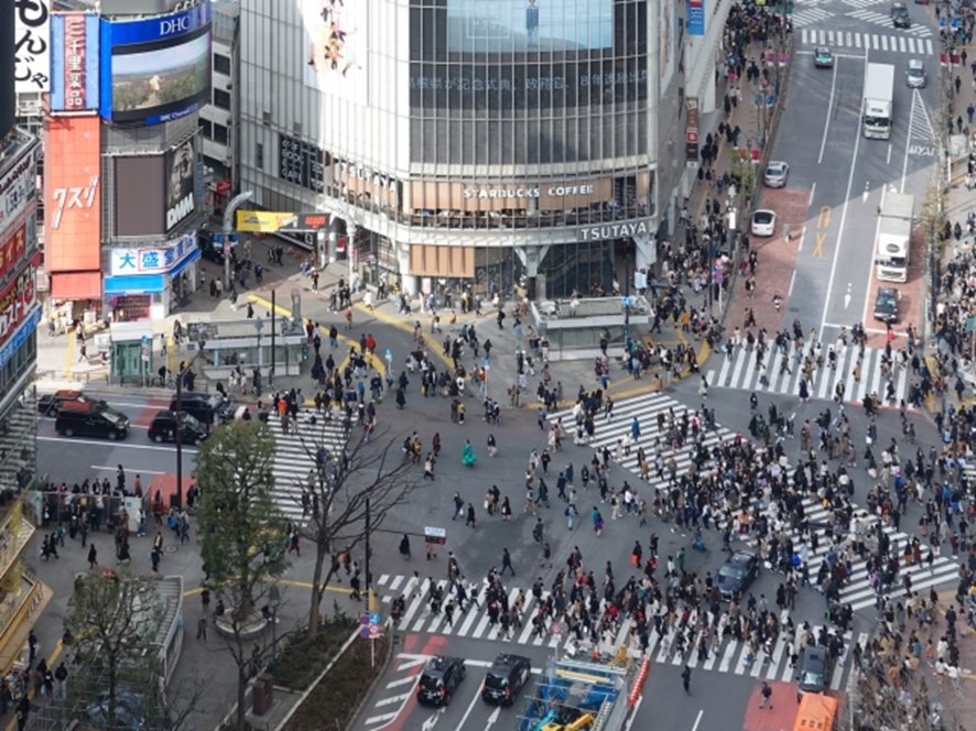Shibuya Scramble Crossing with crowds of people