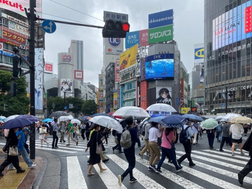 Rainy day Tokyo street scene