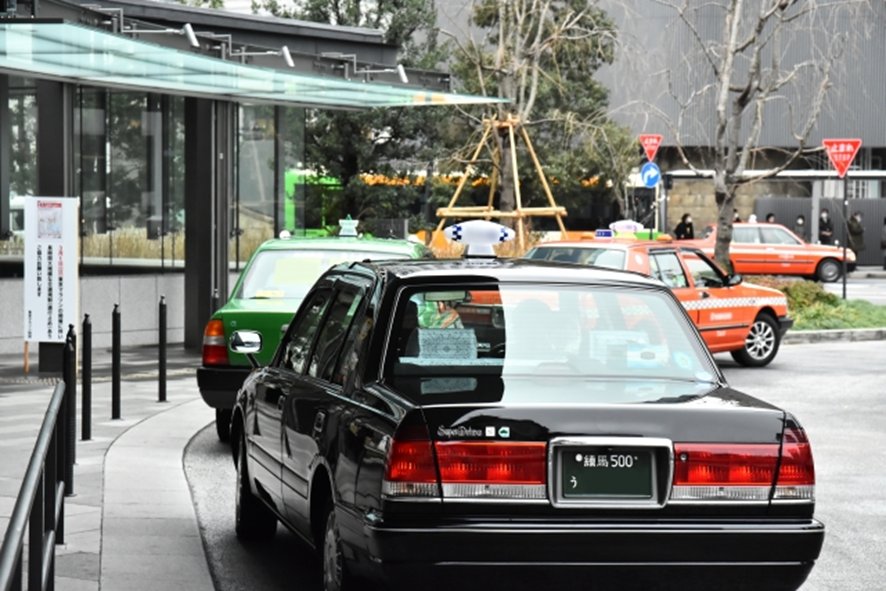 Tokyo taxi on rainy street