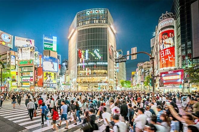 Shibuya crossing view on Tokyo walking tour