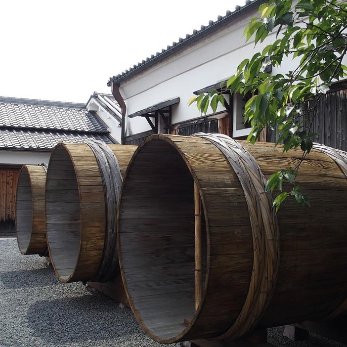 Traditional sake brewing equipment at Gekkeikan Museum