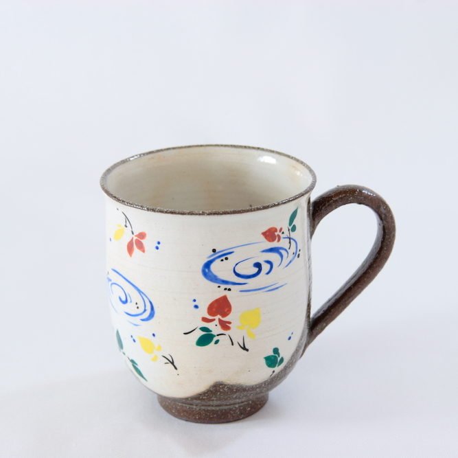 Hand painting designs on Kiyomizu-yaki ceramic cup